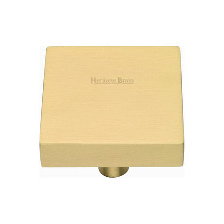 Heritage Brass Cabinet Hardware Satin Brass / Cabinet Knobs / 38mm Dia. Heritage Brass - Cabinet Knob Square Design 38mm Satin Brass Finish