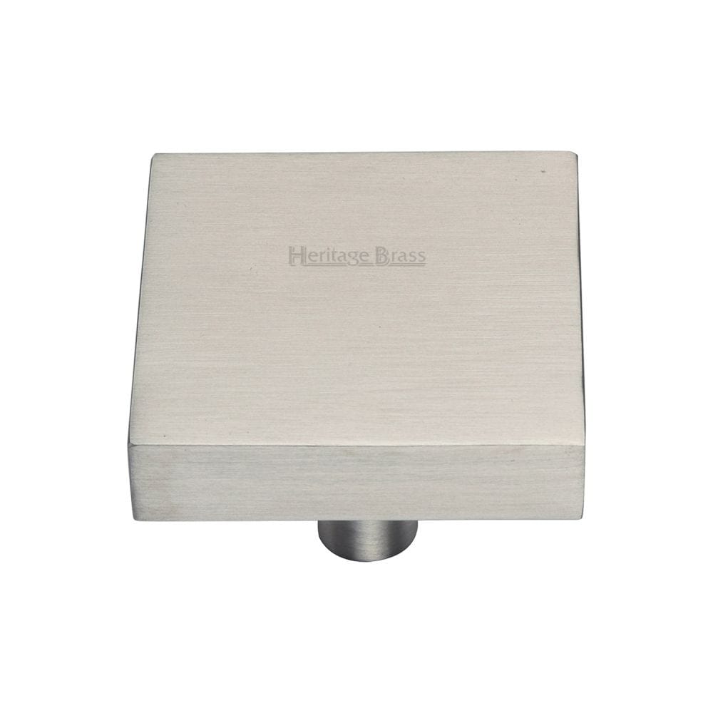 Heritage Brass Cabinet Hardware Satin Nickel / Cabinet Knobs / 38mm Dia. Heritage Brass - Cabinet Knob Square Design 38mm Satin Nickel Finish