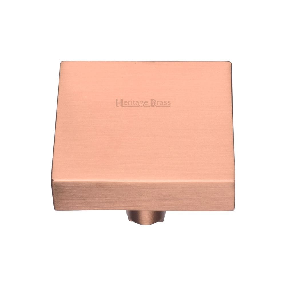 Heritage Brass Cabinet Hardware Satin Rose Gold / Cabinet Knobs / 38mm Dia. Heritage Brass - Cabinet Knob Square Design 38mm Satin Rose Gold Finish