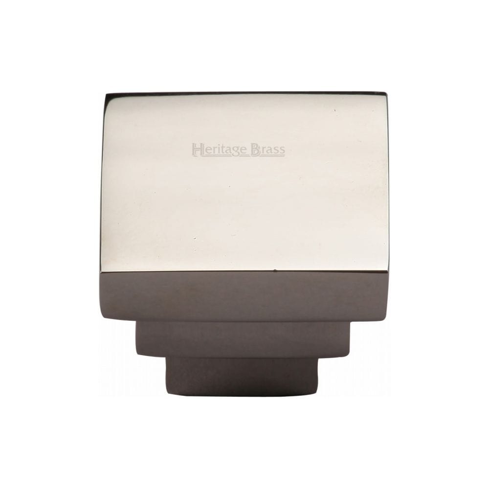 Heritage Brass Cabinet Hardware Polished Nickel / Cabinet Knobs / 32mm Dia. Heritage Brass - Cabinet Knob Square Stepped Design 32mm Polished Nickel Finish