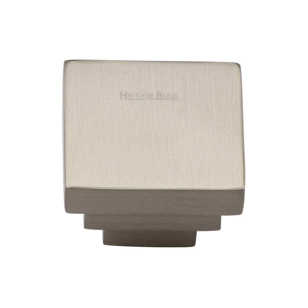 Heritage Brass Cabinet Hardware Satin Nickel / Cabinet Knobs / 32mm Dia. Heritage Brass - Cabinet Knob Square Stepped Design 32mm Satin Nickel Finish