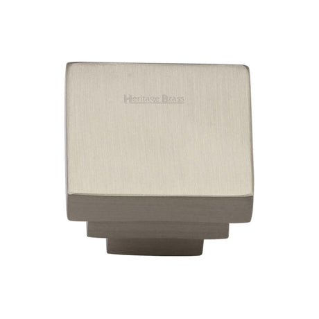 Heritage Brass Cabinet Hardware Satin Nickel / Cabinet Knobs / 32mm Dia. Heritage Brass - Cabinet Knob Square Stepped Design 32mm Satin Nickel Finish