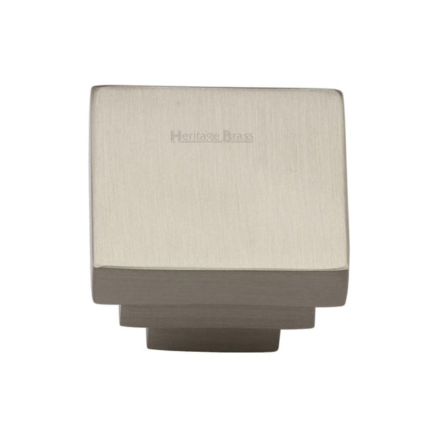 Heritage Brass Cabinet Hardware Satin Nickel / Cabinet Knobs / 32mm Dia. Heritage Brass - Cabinet Knob Square Stepped Design 32mm Satin Nickel Finish