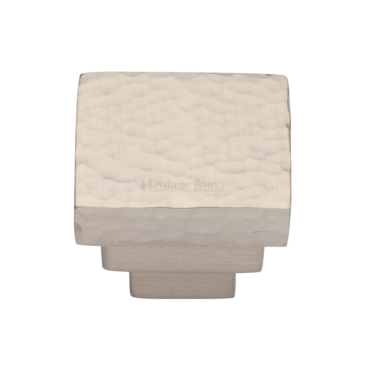 Heritage Brass Cabinet Hardware Satin Nickel / Cabinet Knobs / 32mm Dia. Heritage Brass - Cabinet Knob Square Stepped Hammered Design 32mm Satin Nickel finish