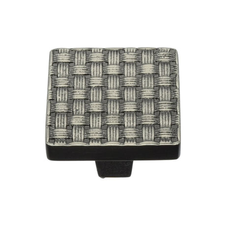 Heritage Brass Cabinet Hardware Aged Nickel / Cabinet Knobs / 32mm Dia. Heritage Brass - Cabinet Knob Square Weave Design 32mm Aged Nickel Finish