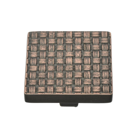 Heritage Brass Cabinet Hardware Aged Copper / Cabinet Knobs / 38mm Dia. Heritage Brass - Cabinet Knob Square Weave Design 38mm Aged Copper Finish