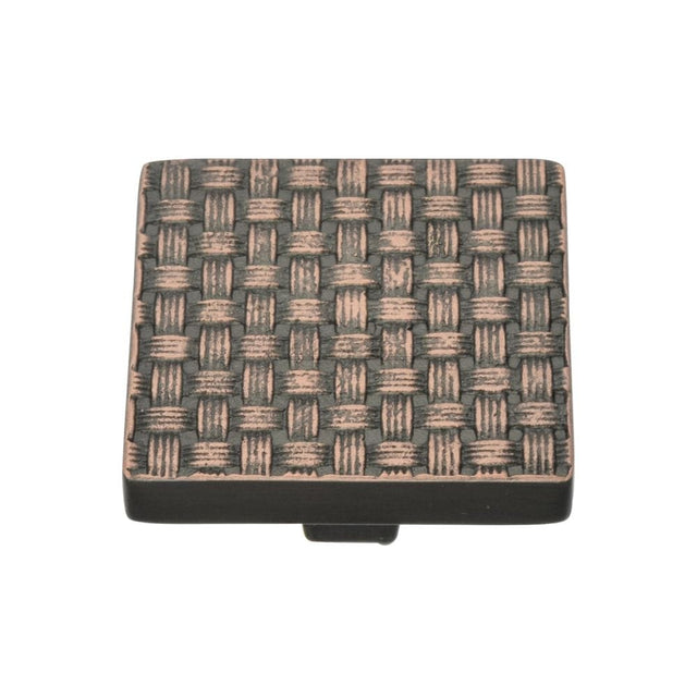 Heritage Brass Cabinet Hardware Aged Copper / Cabinet Knobs / 38mm Dia. Heritage Brass - Cabinet Knob Square Weave Design 38mm Aged Copper Finish