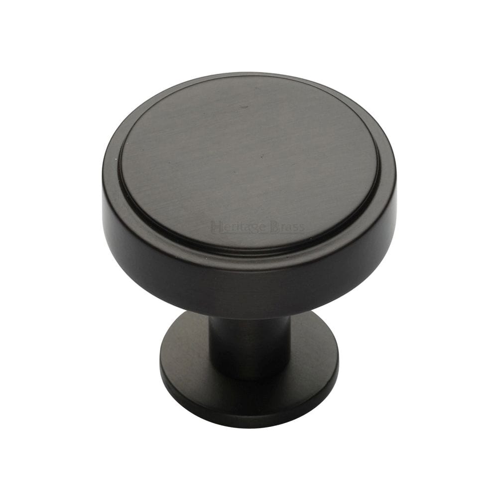 Heritage Brass Cabinet Hardware Matt Bronze / Cabinet Knobs / 32mm Dia. Heritage Brass - Cabinet Knob Stepped Disc Design with Rose 32mm Matt Bronze Fin