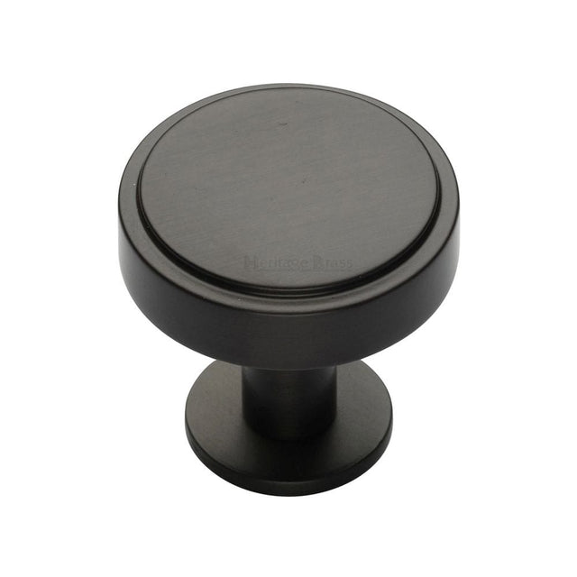 Heritage Brass Cabinet Hardware Matt Bronze / Cabinet Knobs / 32mm Dia. Heritage Brass - Cabinet Knob Stepped Disc Design with Rose 32mm Matt Bronze Fin