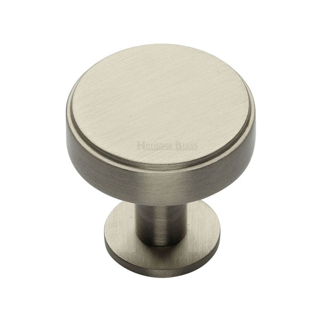 Heritage Brass Cabinet Hardware Satin Nickel / Cabinet Knobs / 32mm Dia. Heritage Brass - Cabinet Knob Stepped Disc Design with Rose 32mm Satin Nickel Fin