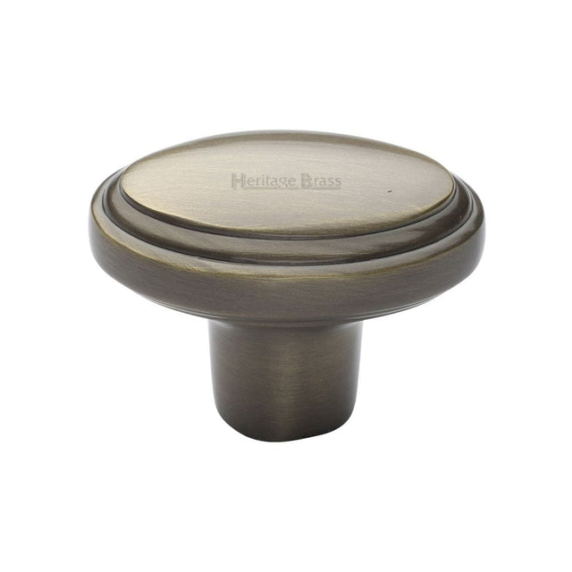 Heritage Brass Cabinet Hardware Antique Brass / Cabinet Knobs / 41mm Dia. Heritage Brass - Cabinet Knob Stepped Oval Design 41mm Antique Brass Finish
