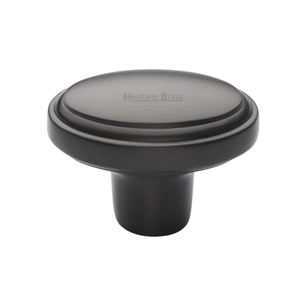 Heritage Brass Cabinet Hardware Matt Bronze / Cabinet Knobs / 41mm Dia. Heritage Brass - Cabinet Knob Stepped Oval Design 41mm Matt Bronze Finish