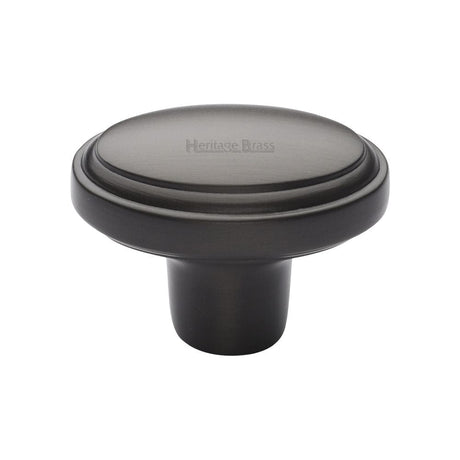 Heritage Brass Cabinet Hardware Matt Bronze / Cabinet Knobs / 41mm Dia. Heritage Brass - Cabinet Knob Stepped Oval Design 41mm Matt Bronze Finish