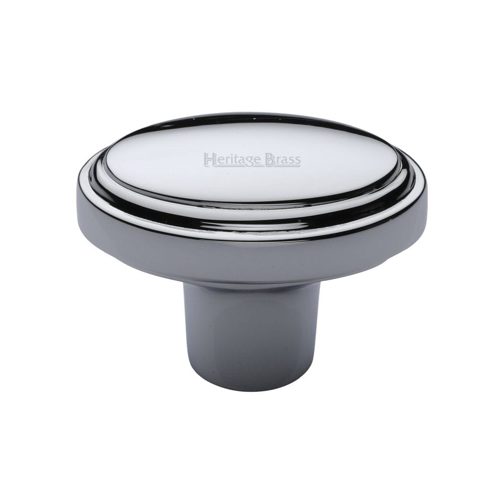 Heritage Brass Cabinet Hardware Polished Chrome / Cabinet Knobs / 41mm Dia. Heritage Brass - Cabinet Knob Stepped Oval Design 41mm Polished Chrome Finish
