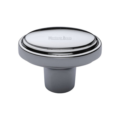 Heritage Brass Cabinet Hardware Polished Chrome / Cabinet Knobs / 41mm Dia. Heritage Brass - Cabinet Knob Stepped Oval Design 41mm Polished Chrome Finish