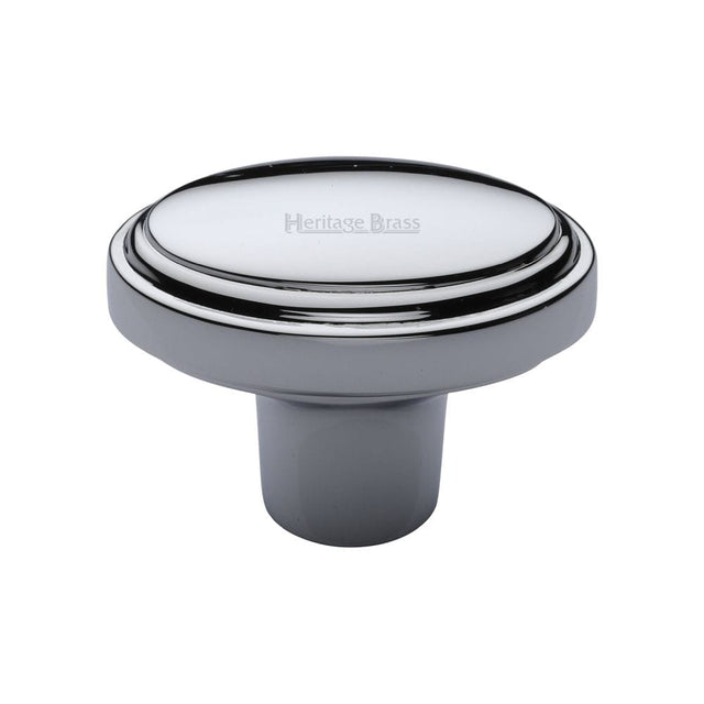 Heritage Brass Cabinet Hardware Polished Chrome / Cabinet Knobs / 41mm Dia. Heritage Brass - Cabinet Knob Stepped Oval Design 41mm Polished Chrome Finish