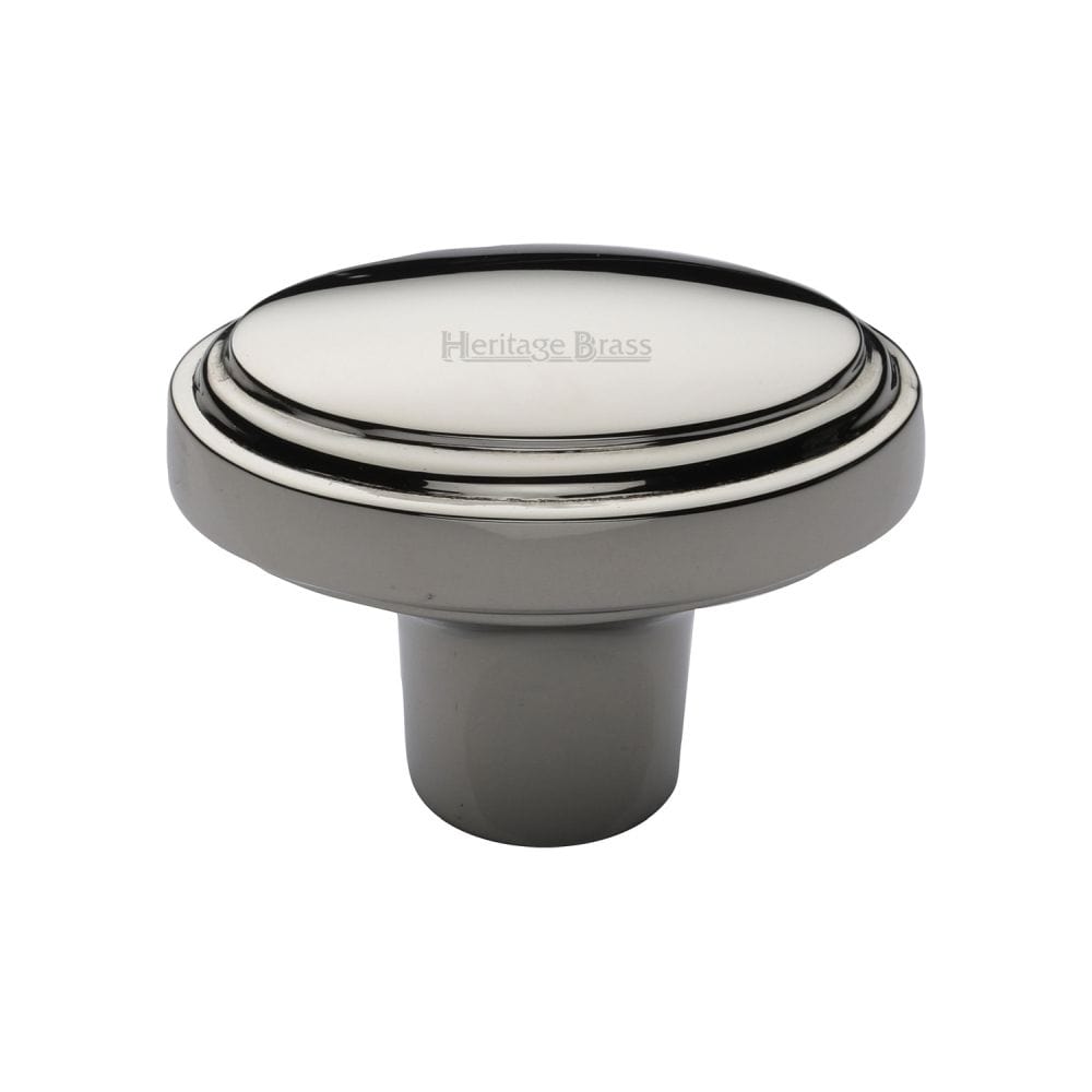 Heritage Brass Cabinet Hardware Polished Nickel / Cabinet Knobs / 41mm Dia. Heritage Brass - Cabinet Knob Stepped Oval Design 41mm Polished Nickel Finish