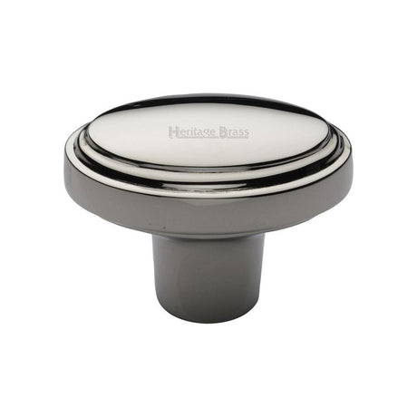 Heritage Brass Cabinet Hardware Polished Nickel / Cabinet Knobs / 41mm Dia. Heritage Brass - Cabinet Knob Stepped Oval Design 41mm Polished Nickel Finish