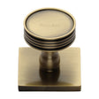 Heritage Brass Cabinet Hardware Antique Brass / Cabinet Knob on Backplate / 32mm Dia. Heritage Brass - Cabinet Knob Venetian Design with Square Backplate 32mm Antique Br