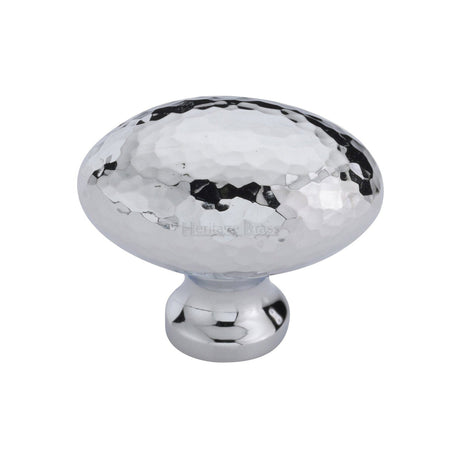 Heritage Brass Cabinet Hardware Polished Chrome / Cabinet Knobs / 38mm Dia. Heritage Brass - Cabinet Knob Victorian Oval Hammered Design 38mm Polished Chrome finish