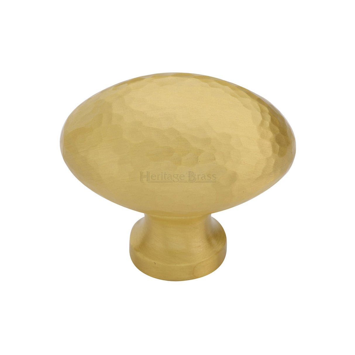 Heritage Brass Cabinet Hardware Satin Brass / Cabinet Knobs / 38mm Dia. Heritage Brass - Cabinet Knob Victorian Oval Hammered Design 38mm Satin Brass finish