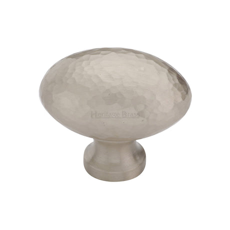 Heritage Brass Cabinet Hardware Satin Nickel / Cabinet Knobs / 38mm Dia. Heritage Brass - Cabinet Knob Victorian Oval Hammered Design 38mm Satin Nickel finish