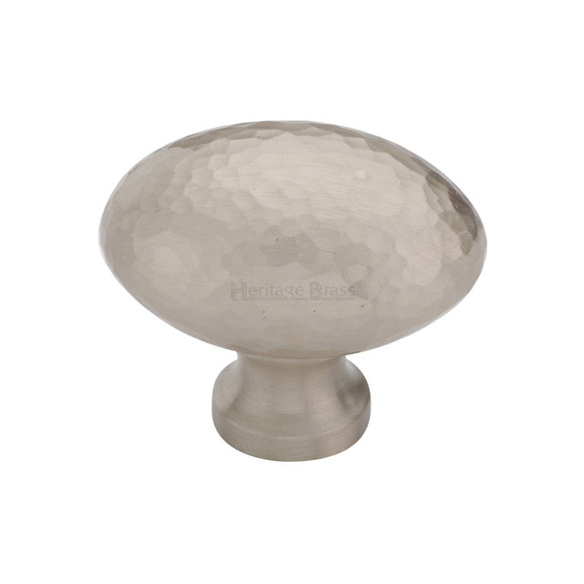 Heritage Brass Cabinet Hardware Satin Nickel / Cabinet Knobs / 38mm Dia. Heritage Brass - Cabinet Knob Victorian Oval Hammered Design 38mm Satin Nickel finish