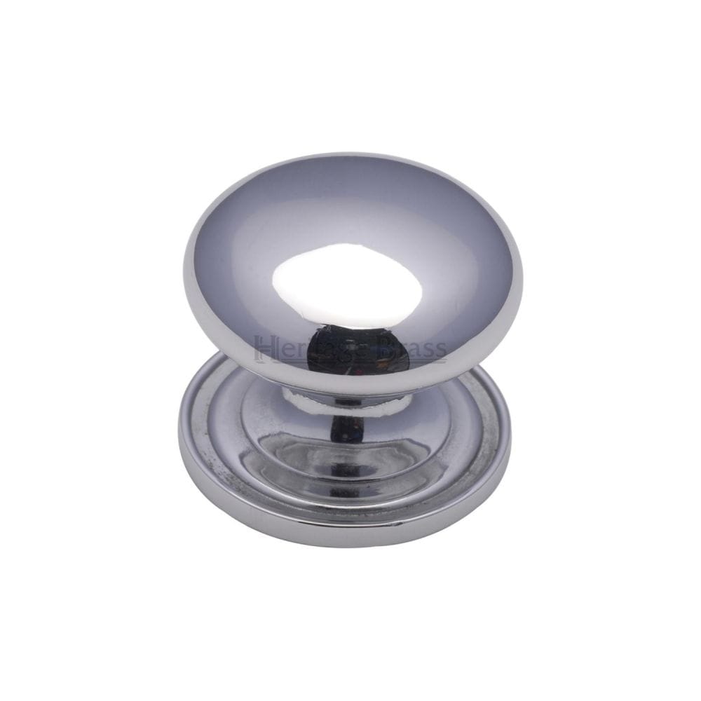 Heritage Brass Cabinet Hardware Polished Chrome / Cabinet Knobs / 25mm Dia. Heritage Brass - Cabinet Knob Victorian Round Design with base 25mm Polished Chrome