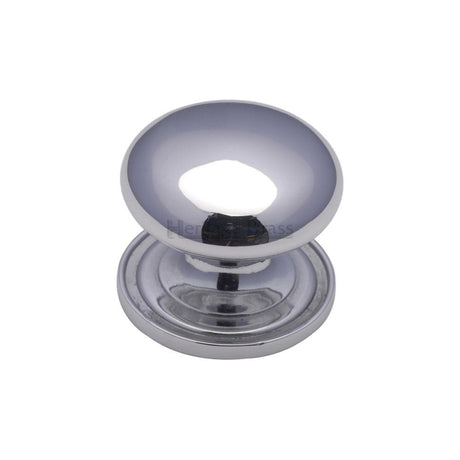 Heritage Brass Cabinet Hardware Polished Chrome / Cabinet Knobs / 25mm Dia. Heritage Brass - Cabinet Knob Victorian Round Design with base 25mm Polished Chrome