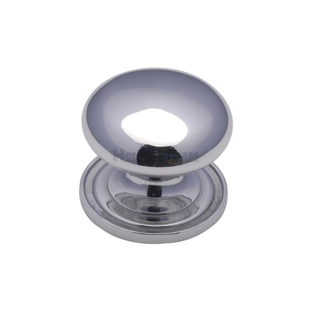 Heritage Brass Cabinet Hardware Polished Chrome / Cabinet Knobs / 25mm Dia. Heritage Brass - Cabinet Knob Victorian Round Design with base 25mm Polished Chrome