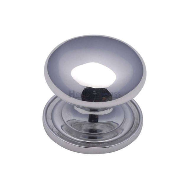 Heritage Brass Cabinet Hardware Polished Chrome / Cabinet Knobs / 32mm Dia. Heritage Brass - Cabinet Knob Victorian Round Design with base 32mm Polished Chrome