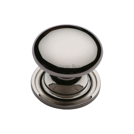 Heritage Brass Cabinet Hardware Polished Nickel / Cabinet Knobs / 48mm Dia. Heritage Brass - Cabinet Knob Victorian Round Design with base 48mm Polished Nickel