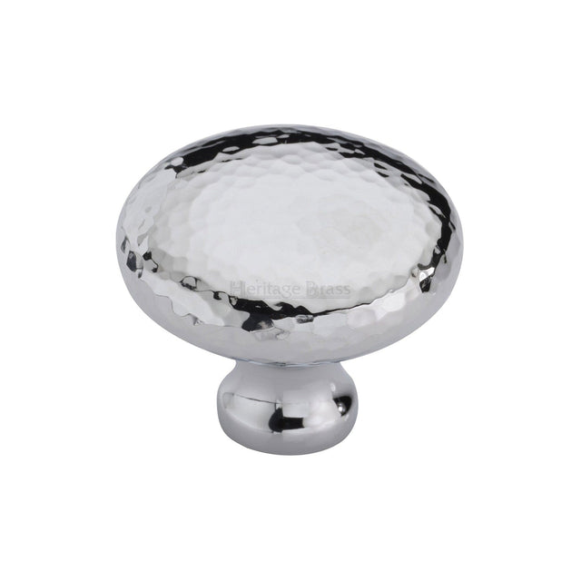 Heritage Brass Cabinet Hardware Polished Chrome / Cabinet Knobs / 38mm Dia. Heritage Brass - Cabinet Knob Victorian Round Hammered Design 38mm Polished Chrome finish
