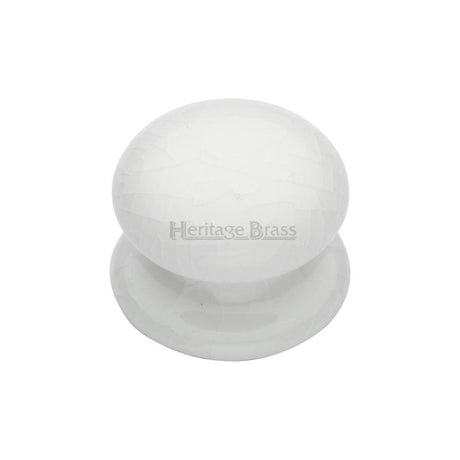 Heritage Brass Cabinet Hardware Porcelain / Cabinet Knobs / 32mm Dia. Heritage Brass - Cabinet Knob White Crackle 32mm with Porcelain base