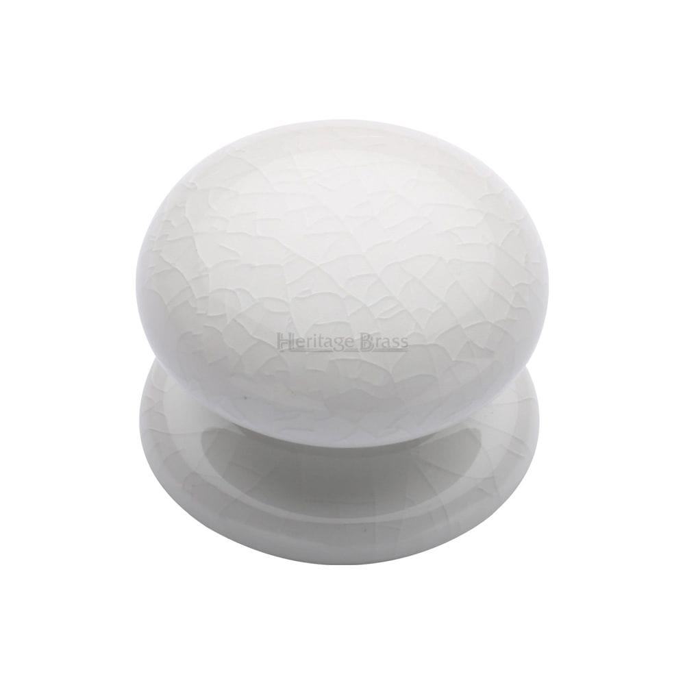 Heritage Brass Cabinet Hardware Porcelain / Cabinet Knobs / 38mm Dia. Heritage Brass - Cabinet Knob White Crackle 38mm with Porcelain base