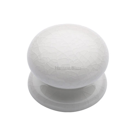 Heritage Brass Cabinet Hardware Porcelain / Cabinet Knobs / 38mm Dia. Heritage Brass - Cabinet Knob White Crackle 38mm with Porcelain base