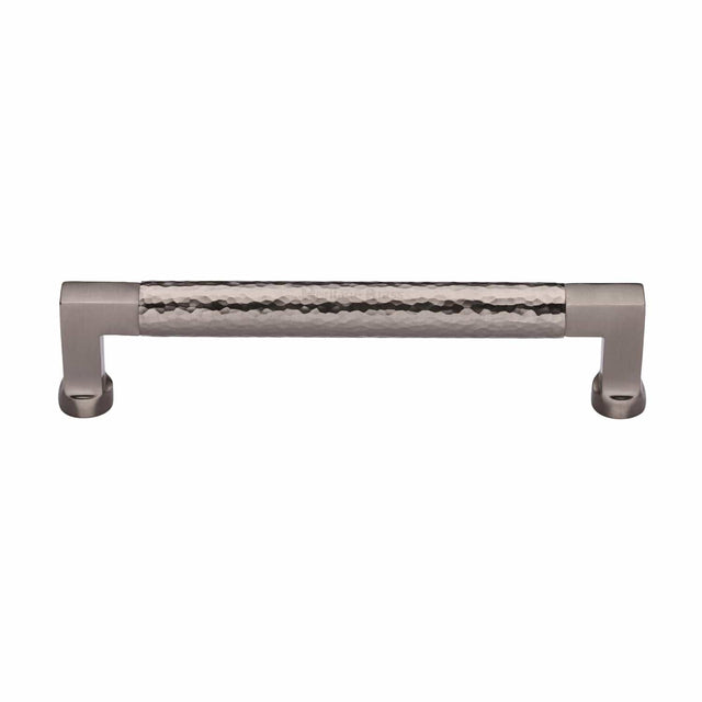 Heritage Brass Cabinet Hardware Satin Nickel / Cabinet Pull Handles / 160mm c/c Heritage Brass - Cabinet Pull Bauhaus Hammered Design 160mm CTC Satin Nickel Finish
