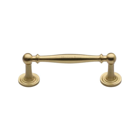Heritage Brass Cabinet Hardware Satin Brass / Cabinet Pull Handles / 96mm c/c Heritage Brass - Cabinet Pull Colonial Design 96mm CTC Satin Brass Finish