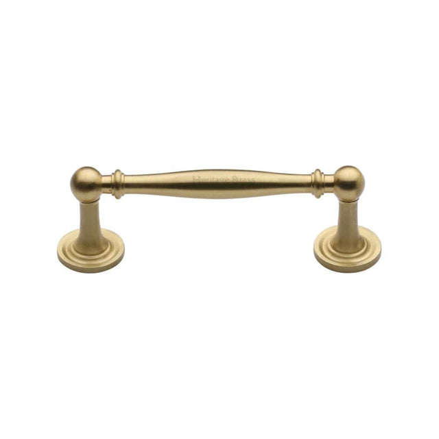 Heritage Brass Cabinet Hardware Satin Brass / Cabinet Pull Handles / 96mm c/c Heritage Brass - Cabinet Pull Colonial Design 96mm CTC Satin Brass Finish
