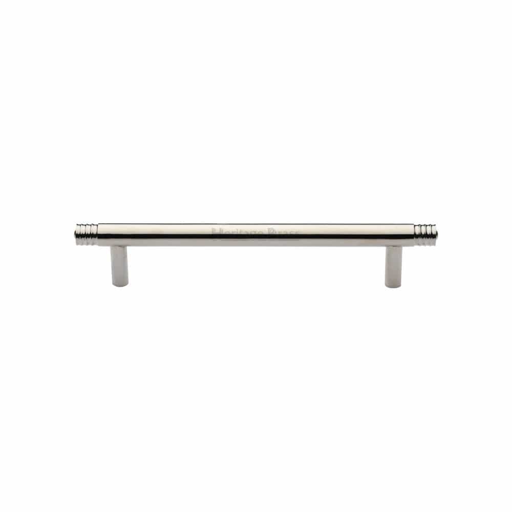 Heritage Brass Cabinet Hardware Polished Nickel / Cabinet Pull Handles / 128mm c/c Heritage Brass - Cabinet Pull Contour Design 128mm CTC Polished Nickel Finish