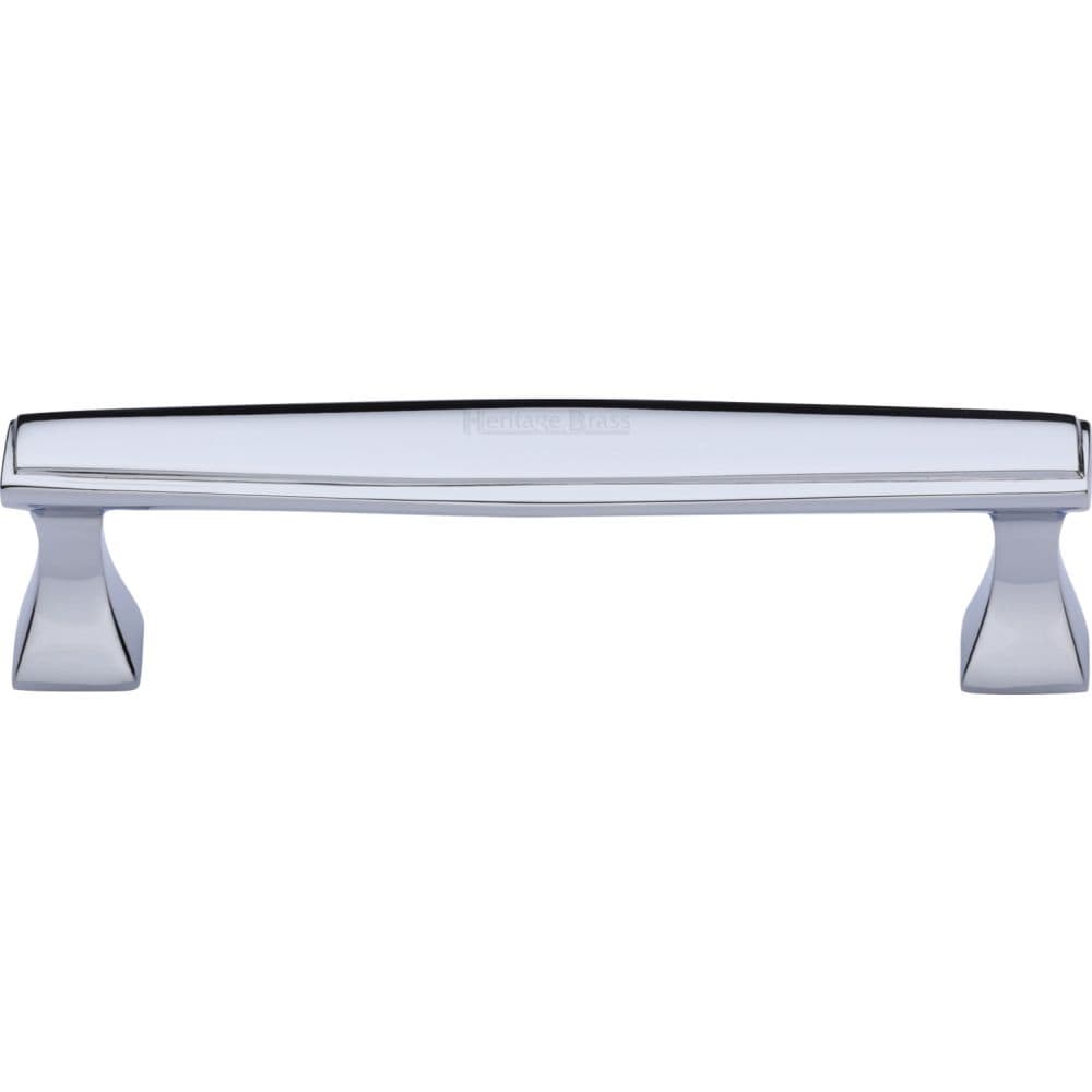 Heritage Brass Cabinet Hardware Polished Chrome / Cabinet Pull Handles / 128mm c/c Heritage Brass - Cabinet Pull Deco Design 128mm CTC Polished Chrome Finish