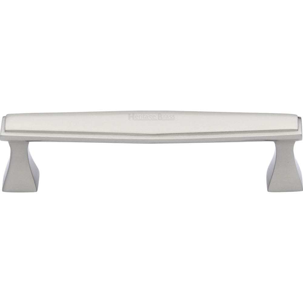 Heritage Brass Cabinet Hardware Satin Nickel / Cabinet Pull Handles / 128mm c/c Heritage Brass - Cabinet Pull Deco Design 128mm CTC Satin Nickel Finish