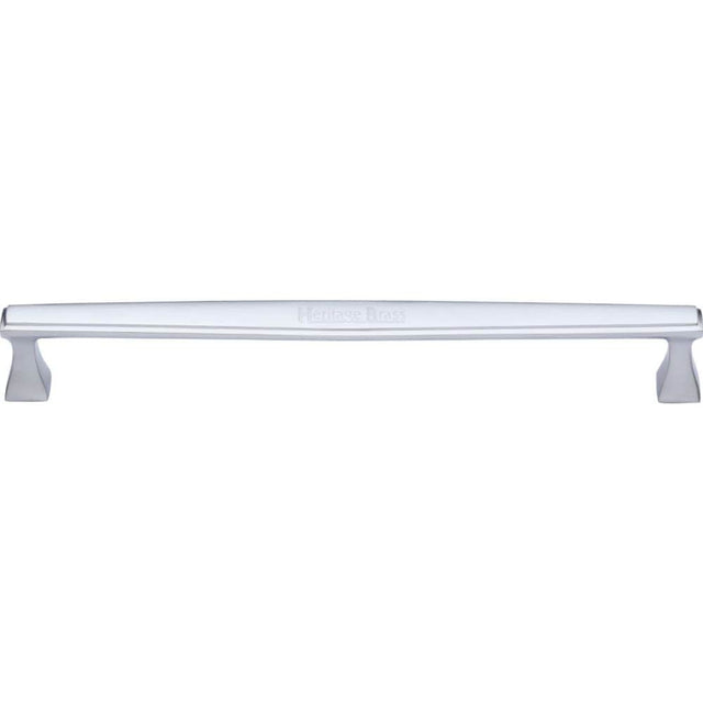Heritage Brass Cabinet Hardware Satin Chrome / Cabinet Pull Handles / 254mm c/c Heritage Brass - Cabinet Pull Deco Design 254mm CTC Satin Chrome Finish
