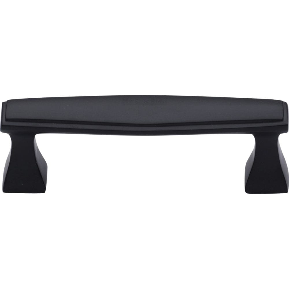 Heritage Brass Cabinet Hardware Matt Black / Cabinet Pull Handles / 96mm c/c Heritage Brass - Cabinet Pull Deco Design 96mm CTC Matt Black Finish