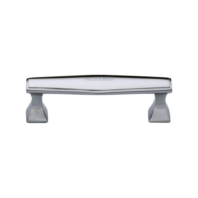 Heritage Brass Cabinet Hardware Polished Chrome / Cabinet Pull Handles / 96mm c/c Heritage Brass - Cabinet Pull Deco Design 96mm CTC Polished Chrome Finish