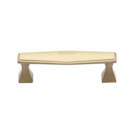 Heritage Brass Cabinet Hardware Satin Brass / Cabinet Pull Handles / 96mm c/c Heritage Brass - Cabinet Pull Deco Design 96mm CTC Satin Brass Finish