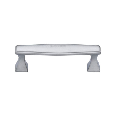 Heritage Brass Cabinet Hardware Satin Chrome / Cabinet Pull Handles / 96mm c/c Heritage Brass - Cabinet Pull Deco Design 96mm CTC Satin Chrome Finish