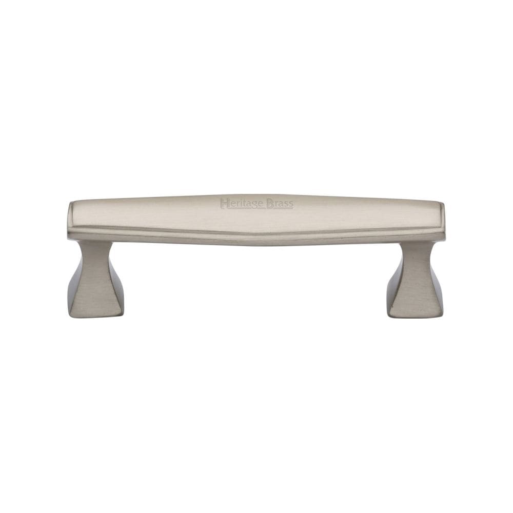 Heritage Brass Cabinet Hardware Satin Nickel / Cabinet Pull Handles / 96mm c/c Heritage Brass - Cabinet Pull Deco Design 96mm CTC Satin Nickel Finish