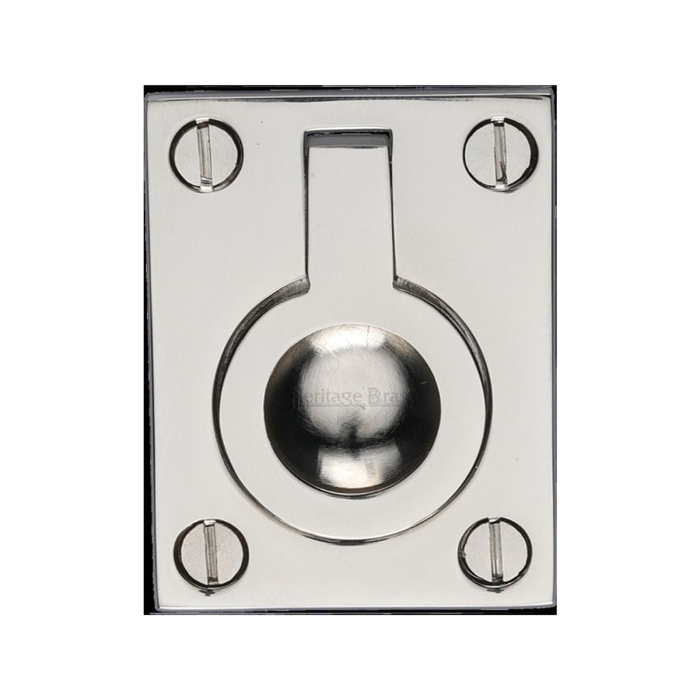Heritage Brass Cabinet Hardware Polished Nickel / 50 x 38mm Heritage Brass - Cabinet Pull Flush Ring Design 38mm Polished Nickel Finish