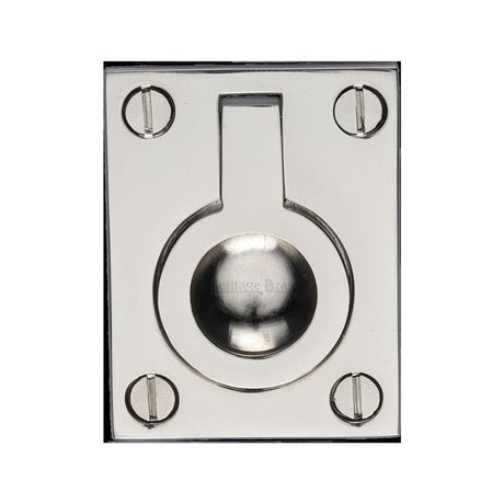 Heritage Brass Cabinet Hardware Polished Nickel / 50 x 38mm Heritage Brass - Cabinet Pull Flush Ring Design 38mm Polished Nickel Finish